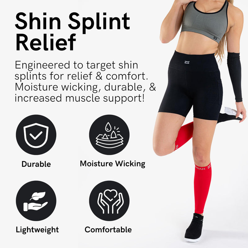 Zensah Running Leg Compression Sleeves - Shin Splint, Calf Compression Sleeve Men and Women (Navy, Large/X-Large) - BeesActive Australia