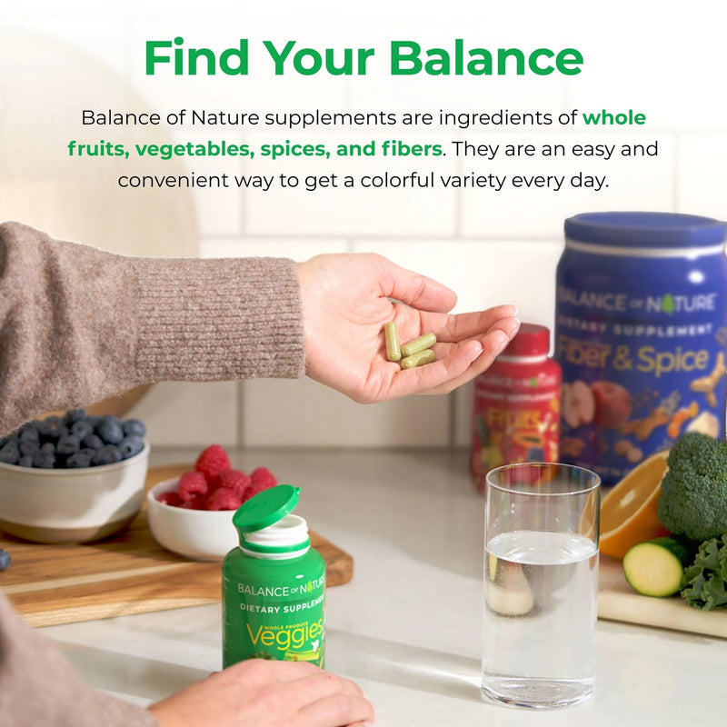 Balance of Nature Whole Veggies Superfood Supplement, 90 Servings | Made with Real Superfood Vegetables to Deliver Daily Nutritional Support in a Convenient Capsule Form Daily