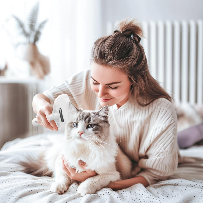 Spray Cat Brush for Shedding, 3 In 1 Steam Cat Brush Remove Static Flying Hair Pet Grooming Brush Self Cleaning Dog Brush for Long and Short Hair Dogs and Cats Remove Tangled Loose Hair (White) White - BeesActive Australia