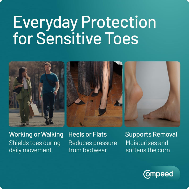 Compeed Corn Medium Size Plasters, 10 Hydrocolloid Plasters, Foot Care, Fast Natural Corn Removal, Dimensions: 1.7 cm x 6.0 cm - BeesActive Australia