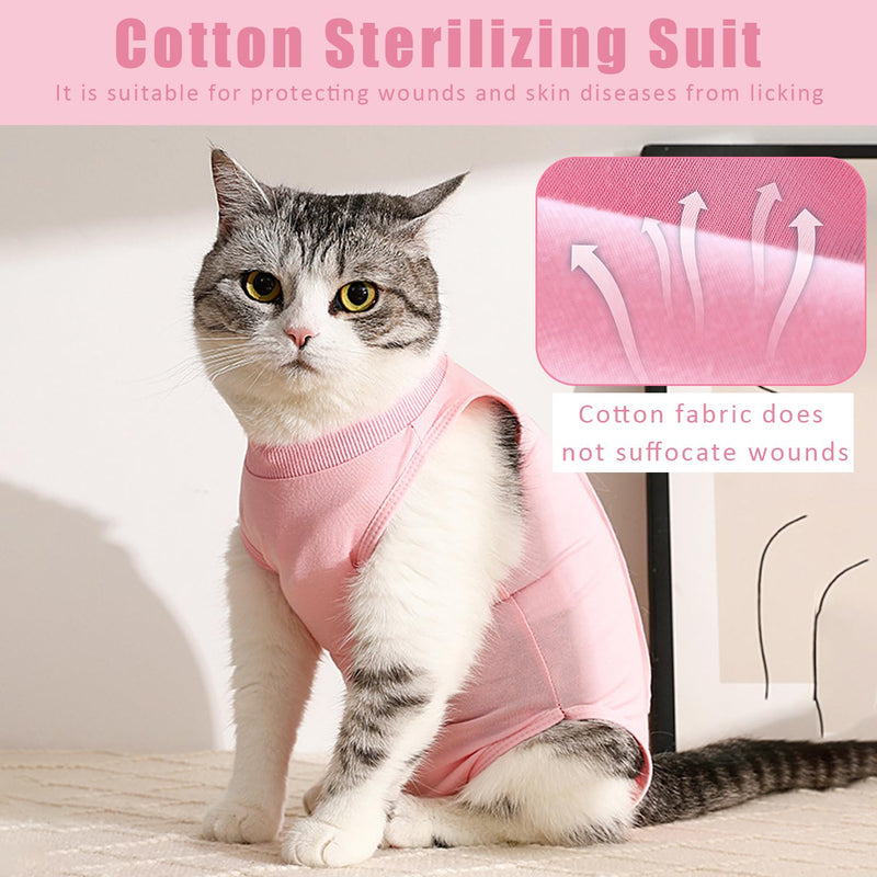 1 piece cat surgery recovery suit, E collar alternative for cats, cat bodysuit after surgery with anti-licking, anti-licking pajama suit for abdominal wounds or skin diseases (size L, pink) - BeesActive Australia