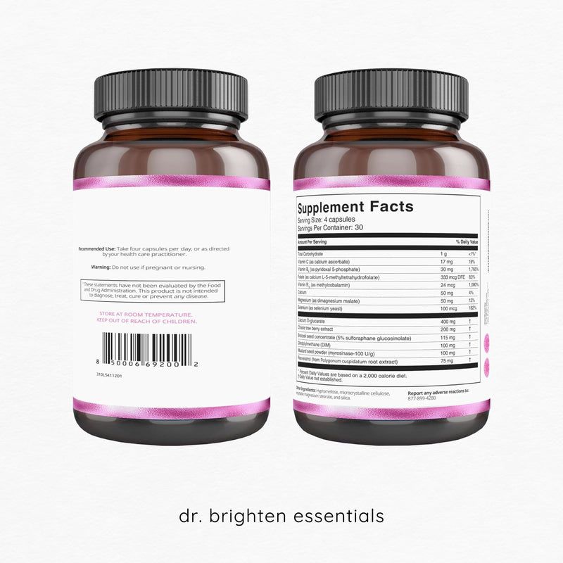Dr. Brighten Balance - Hormone Balance for Women with Chasteberry and DIM - Targets Hormonal Acne, Period Issues, & PMS - Vegan, Non-GMO 120 Count (Pack of 1)