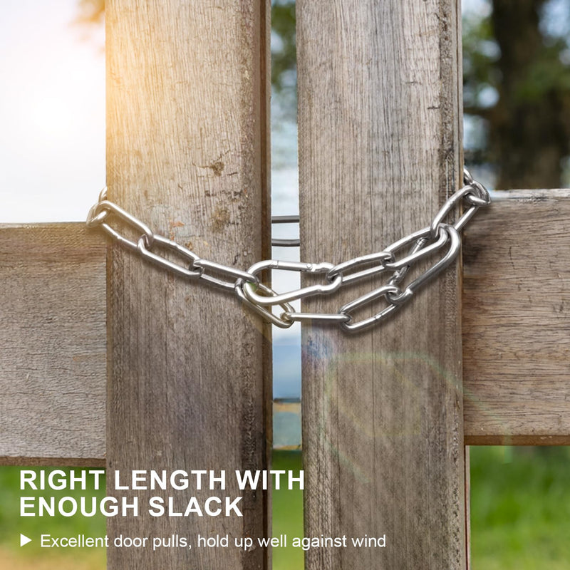 2 Pack Gate Chain Lock for Outdoor Fence with Carabiner, 5/32 x 24 Inch Stainless Steel Link Chains No Fear of being Bent, Easy to Adjust Barn Chain for Livestock Gate, Silver - BeesActive Australia