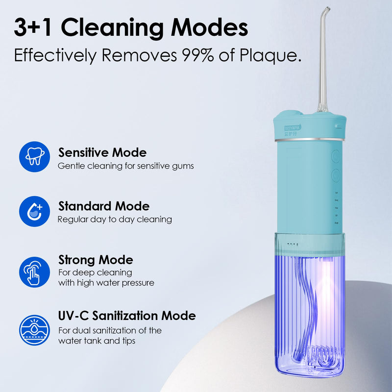 Portable Eco-Friendly Water Flosser 225ML Long-Lasting Endurance Travel Oral Irrigator for Gum Care/Implants/Braces (Green) Green