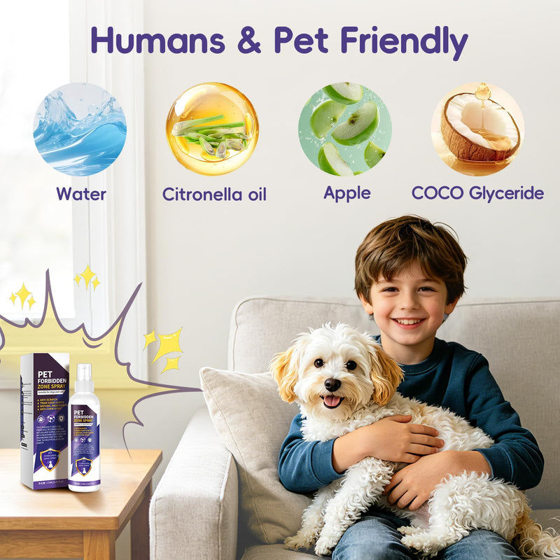 Bitter Apple Spray for Dogs & Cats, No Chew Anti Chew Spray, Natural Alcohol Free Dog Deterrent Spray, Stop Dog Chewing Licking Biting, Indoor Outdoor Furniture Protection Training Spray, 5.92 fl oz Purple