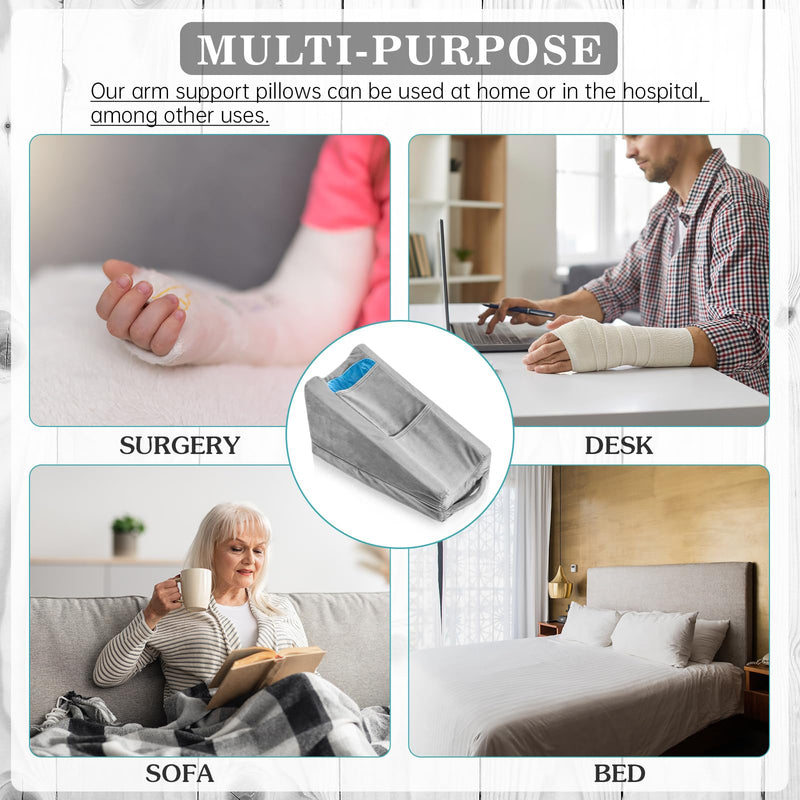 Buryeah Arm Elevation Pillow with 2 Pockets, Soft Ergonomic Support Pillow for Elbow Rest Wedge Broken Arm Gifts with High Density Foam for Recovery Sleeping(Gray) Gray - BeesActive Australia
