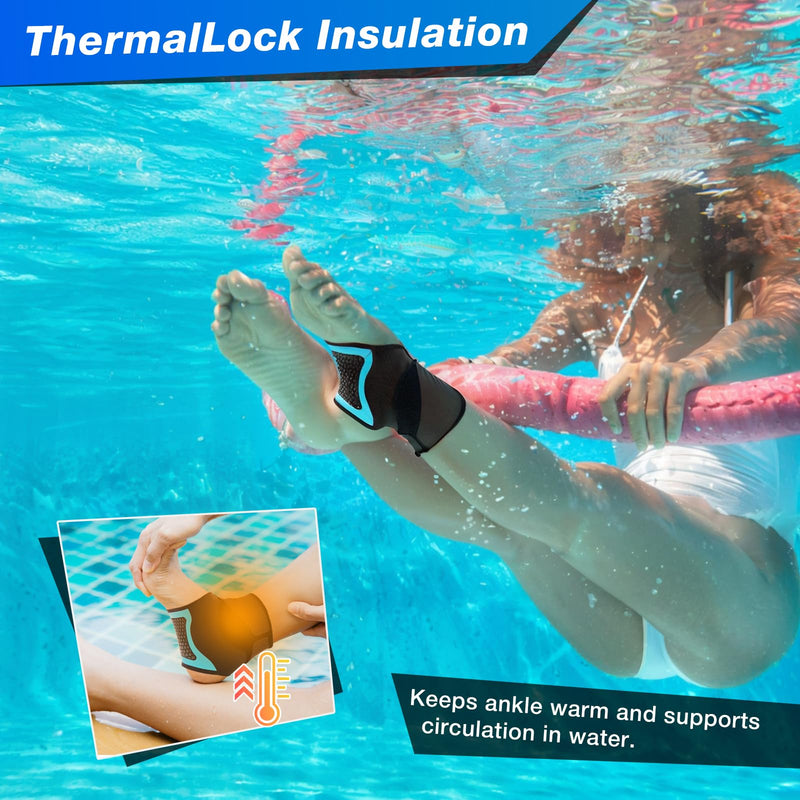 Nvorliy AquaSkin Pro Ankle Brace, Quick-Dry & Chlorine-Resistant Ankle Sleeve for Swimming, Surfing, Diving, Paddle Boarding & Aquatic Recovery–Ultra-Thin Support for Men & Women (Left, L) Large Left - BeesActive Australia