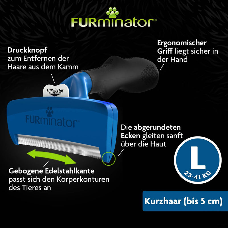 Furminator deShedding tool dog size L short hair - dog brush for large dogs to remove undercoat - improved design - BeesActive Australia