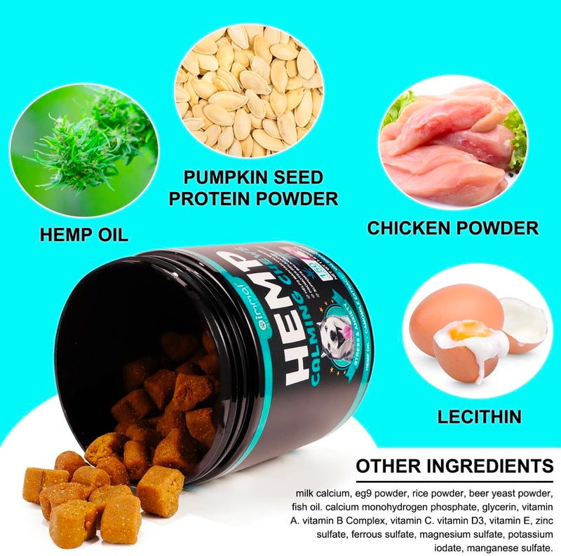 Szymoney Improved Hemp Calming Chews for Dogs, 150 Count, Stress and Anxiety Relief, with Chamomile and Valerian Root, 330g (Duck)