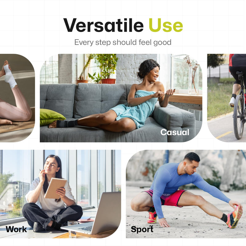 PAPLUS 3 Pairs Plantar Fasciitis Socks Women & Men - Ankle Compression Sleeve for Sprained Ankle, Heel Spur & Arch Support - Foot Brace for Achilles Tendonitis Relief, Arthritis Pain Black（3 pairs） Large - BeesActive Australia