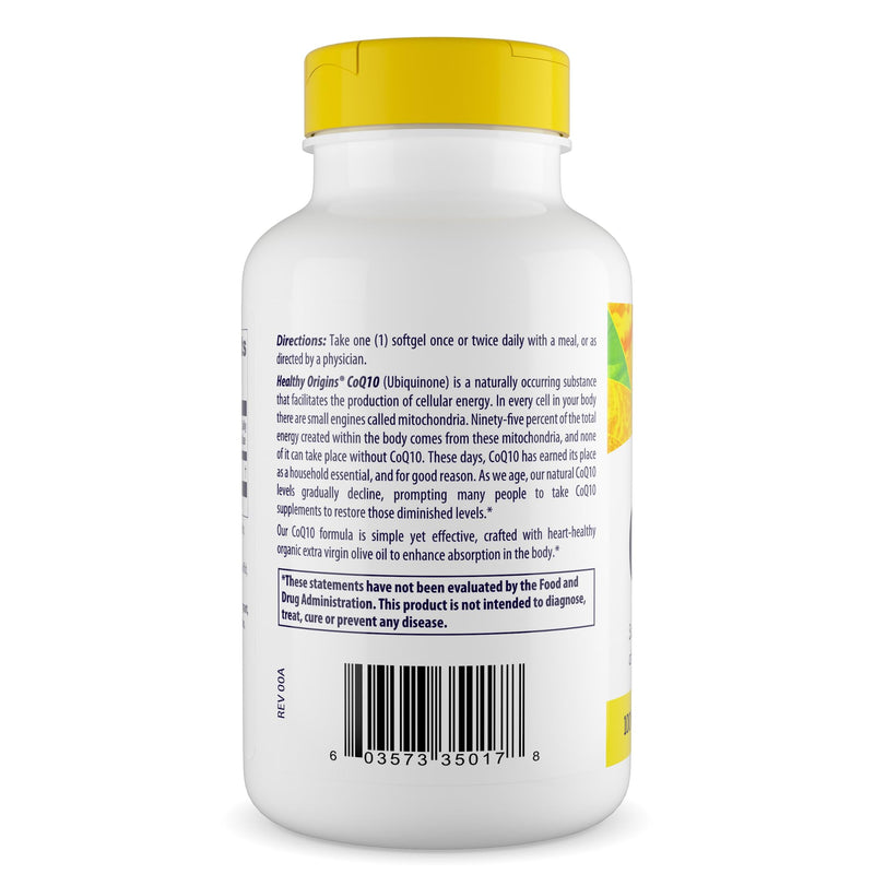 Healthy Origins CoQ10 100 mg, Trans-Isomer Ubiquinone, 300 Softgels Unflavored 300 Count (Pack of 1)