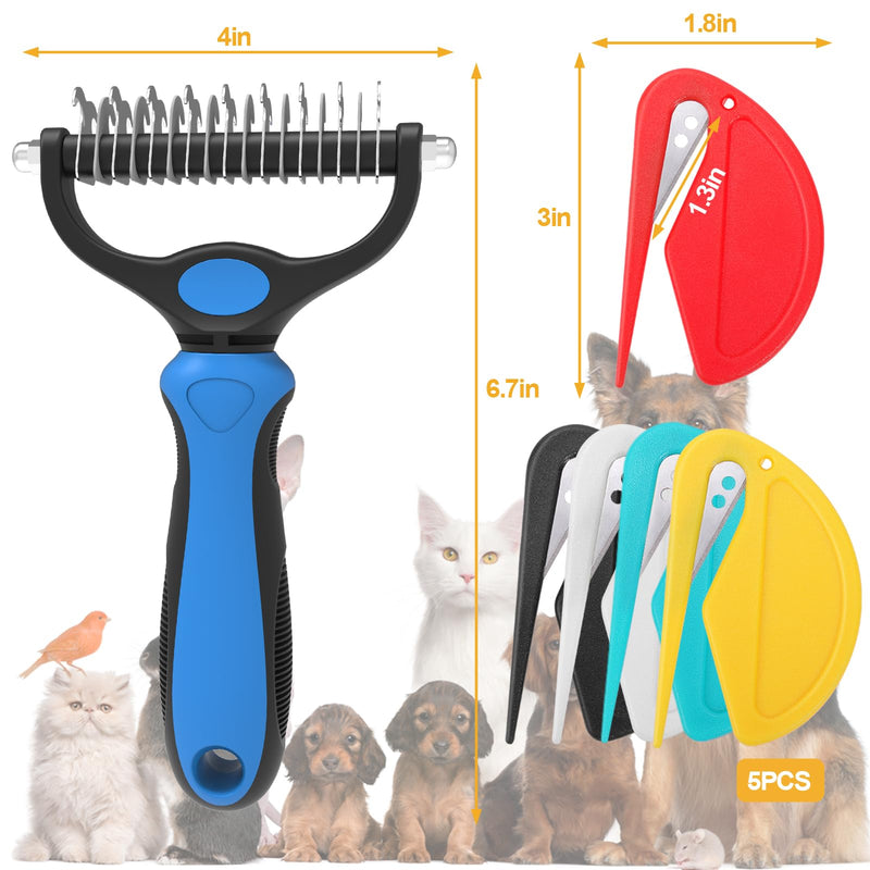Pet Grooming Brush and Knotting Comb Tools,2024 Multifunctional Pet Shedding Comb for Removing Tangled and Loose Hair,Dematting Deshedding Undercoat Rake for Dogs/Cats Grooming Supplies,6 Pcs 6 pcs - BeesActive Australia