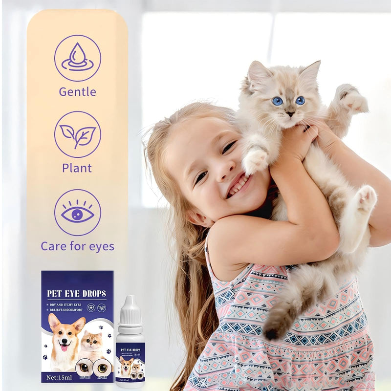 JoanofArc Pet Eye Drops for Dog & Cat, Eye Wash for Dogs & Cats, Soothing Eyes Drops for Dog & Cat Relieve Itching & Irritation, Natural Formula Supports Daily Cleaning Tear Stain Removal 15 ML