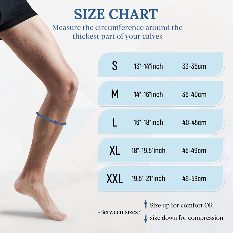 Copper Calf Compression Sleeve for Men & Women, Leg Compression Sleeve for Shin Splint Relief, Varicose Veins, Calf Tear Large Gray - BeesActive Australia