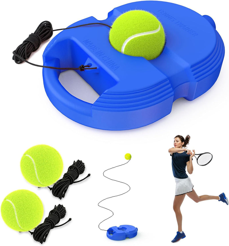TIPKITS Tennis Trainer Rebound Ball with Strong Non-slip Mat, Portable Solo Tennis Training Equipment for Kids/Adults, 6 Cords & 2 Balls for Replacement - BeesActive Australia