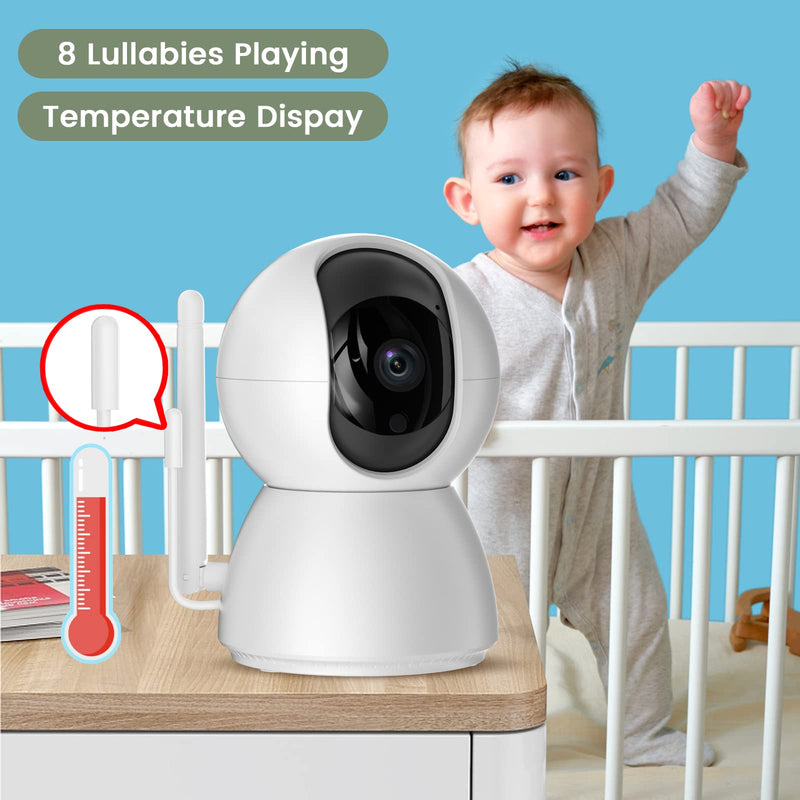 Split Screen Baby Monitor, Baby Monitor with 2 Cameras, 5" Pan-Tilt-Zoom Video Baby Monitor, HD Baby Video Cameras Monitor Audio with VOX Mode, Night Vision & 8 Lullabies and 1000ft Long Range No Wifi - BeesActive Australia