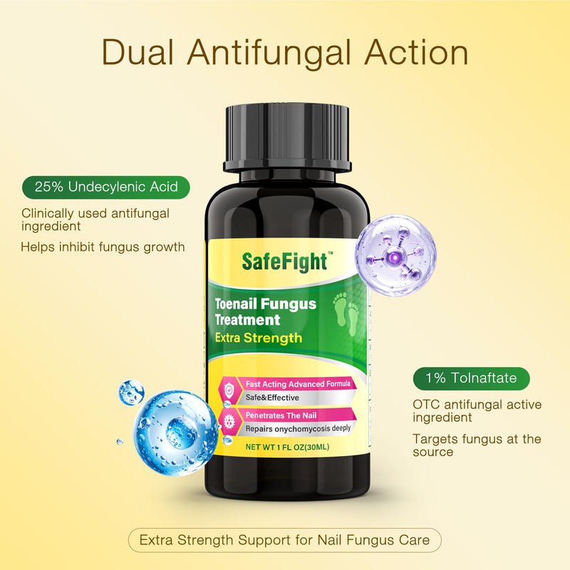 Toenail Fungus Treatment with 25% Undecylenic Acid & Tolnaftate - SafeFight Nail Repair Solution for Fungi Nail, Toenail Fungus Treatment Extra Strength Nail Repair for Fungi Nail 30ml - BeesActive Australia
