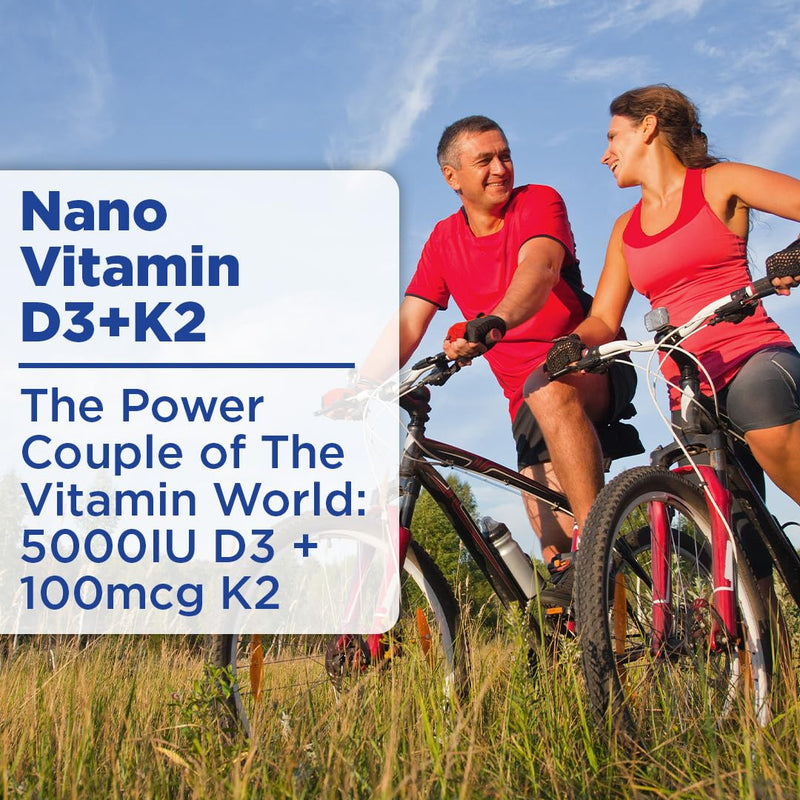 Nanoceutical Solutions Nano Vitamin D3+K2 Nanosized Liquid Particles | Rapid Absorption | 5000 IU Potent Formulation - 1Fl Oz | Non-GMO, Gluten Free | Supports Bone, Joint, Heart & Immune Health