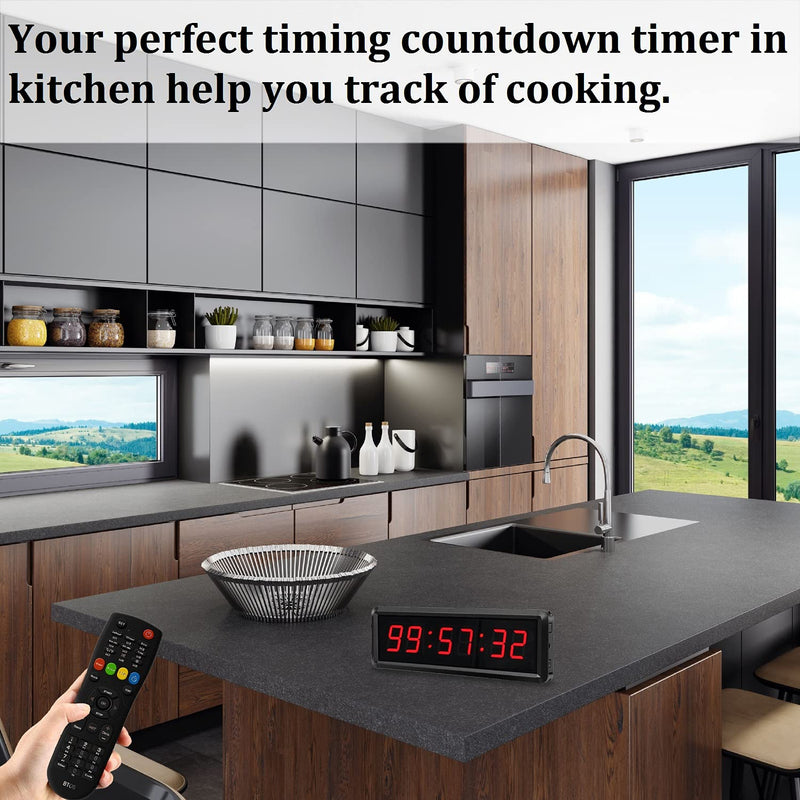 LED Digital Countdown Wall Clock Fitness Timer Stopwatch for Gym (1.5inch Digital High) 1.5inch Digital High - BeesActive Australia