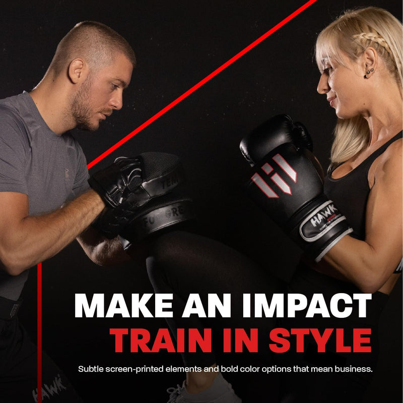 Hawk Sports Punching Mitts for Men, Women, & Kids, Leather Focus Mitts for Martial Arts & Boxing Training, Curved Punch Mitts for Karate, Kickboxing, Krav MAGA, Muay Thai & Taekwondo All-black