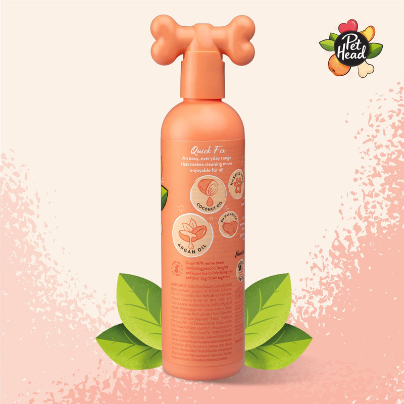 Quick Fix Shampoo and Conditioner for Dogs 16.0 fl. oz. Peach Scent. Nourishes and softens the coat. Natural and Vegan Ingredients. Gentle formula for Puppies. Made in USA - BeesActive Australia