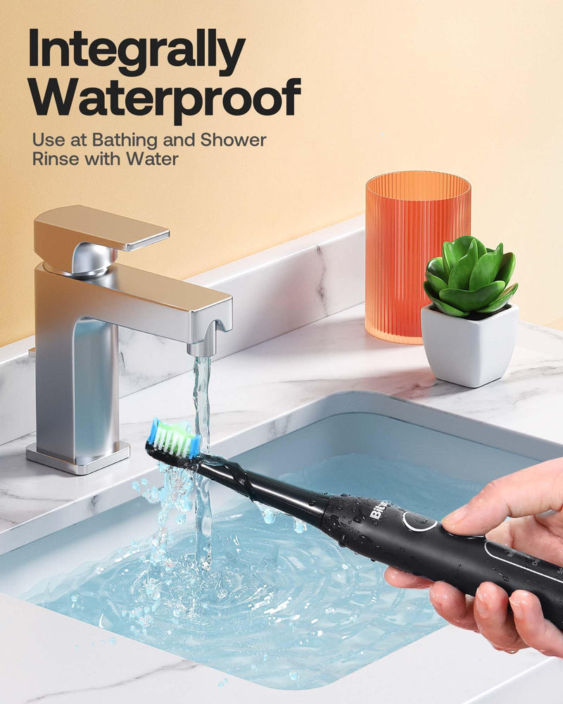 Bitvae Electric Toothbrush for Adults - Ultrasonic Electric Toothbrushes with 8 Brush Heads, ADA Accepted Power Rechargeable Toothbrush with 5 Modes, Smart Timer, Black D2 - BeesActive Australia