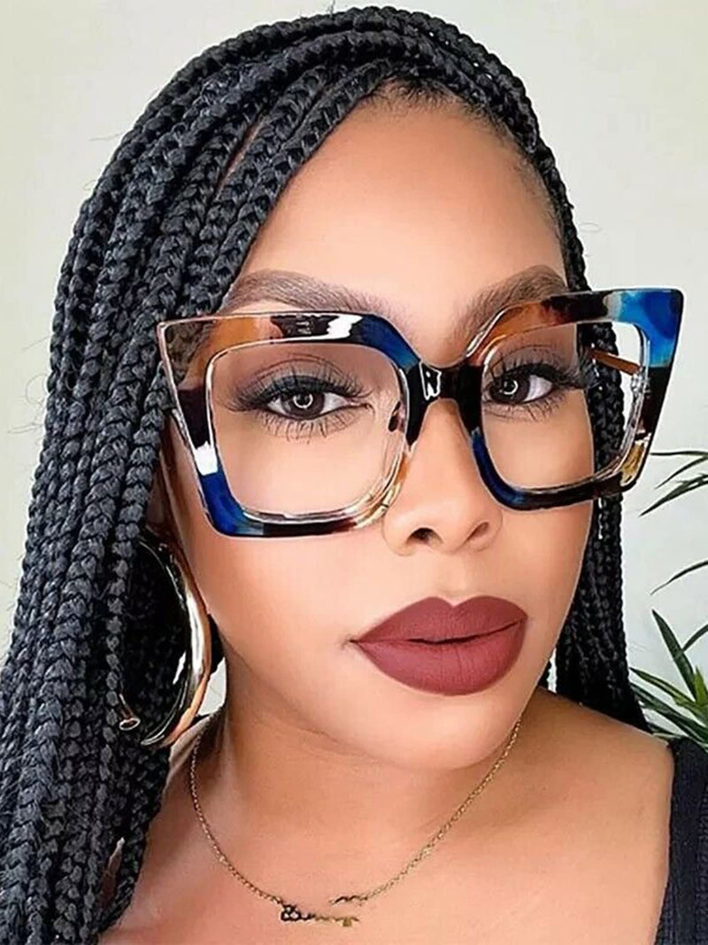 AIEYEZO Oversized Blue Light Glasses for Women, Anti Fatigue Prevent Headache Computer Eyeglasses Flower - BeesActive Australia