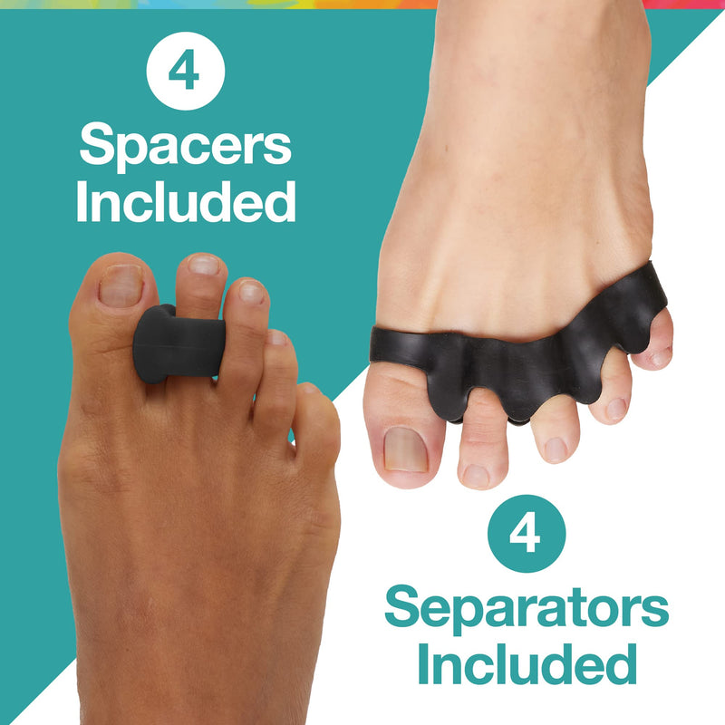 ZenToes Bunion Straighteners and Toe Separators Foot Pain Relief Bundle (Black)