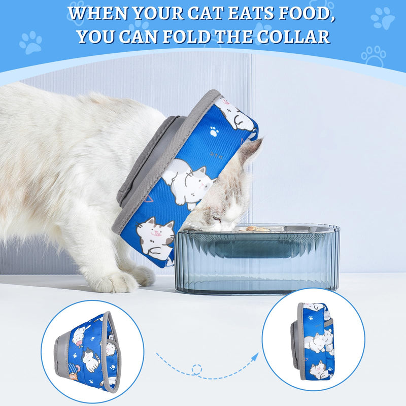 Maxentico Neck collar for cats, protective collar cat, recovery collar for cats, prevents licking of wounds cat collar, cat collar after operations and injuries (blue, S) - BeesActive Australia