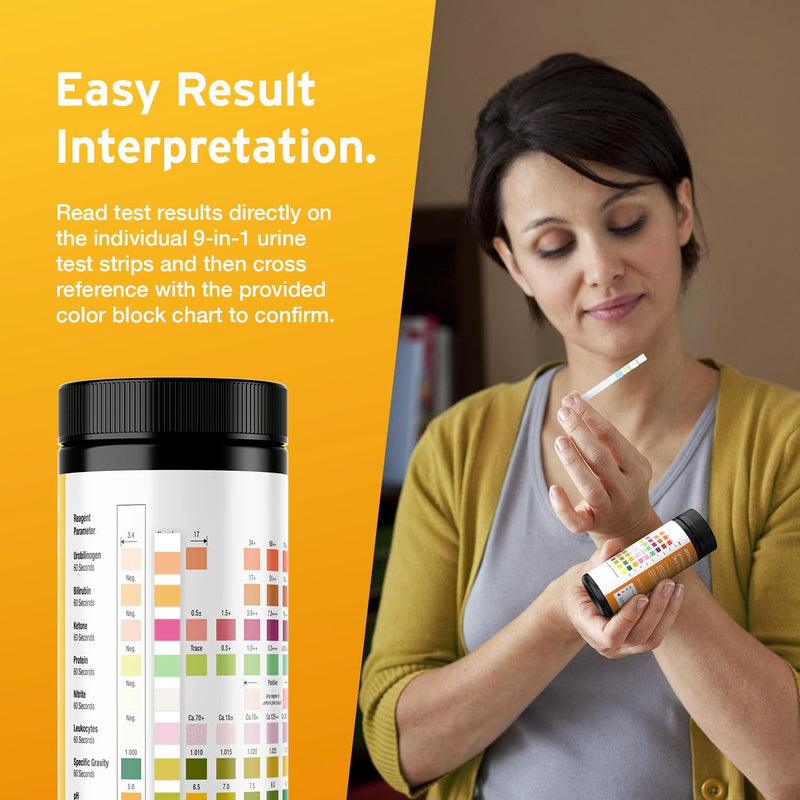 100 x AYDMED 9-in-1 UTI Test Strips | 9 Parameter Urine Test Strips for Leukocytes, Nitrite, Specific Gravity, pH, Protein, Urobilinogen, Bilirubin, Ketone & Ascorbic Acid | FSA & HSA Eligible - BeesActive Australia