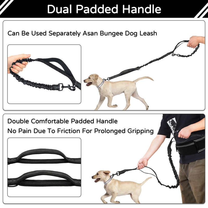 Skmeditec Hands Free Dog Leash with Waist Bag for Large Dog Walking, Shock Absorbing Bungee Leash with Zipper Pouch for Running, Dual Padded Handles & Adjustable Waist Belt 1 Dog - BeesActive Australia