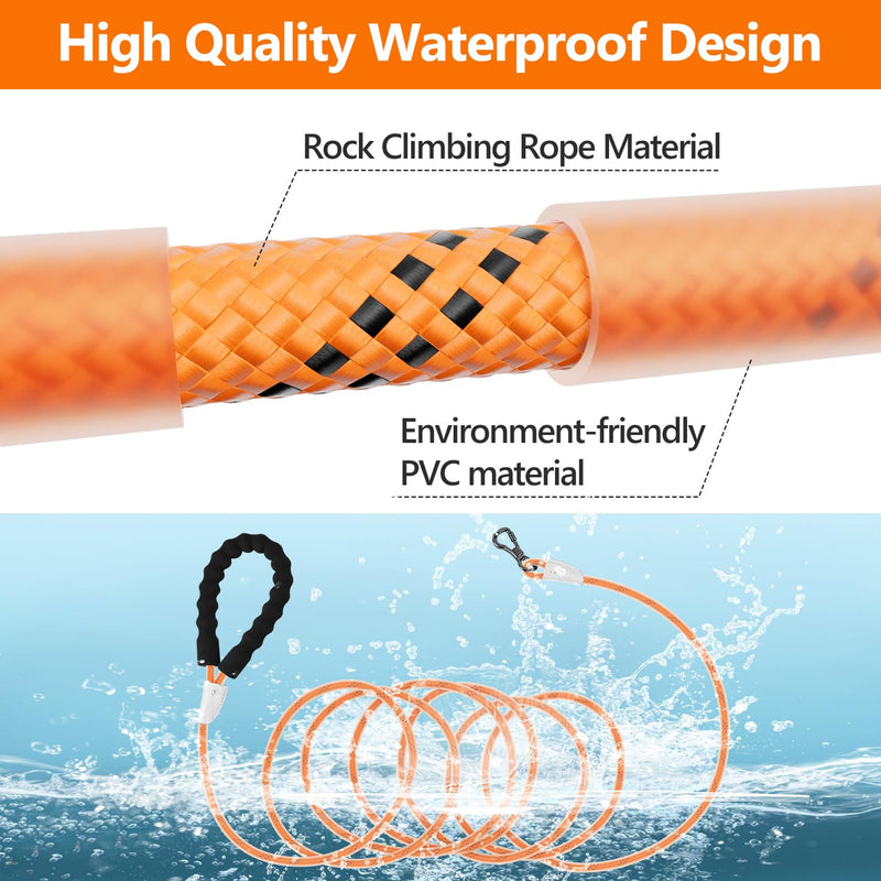 X XBEN Heavy Duty Dog Leash, Upgraded Standard PVC 10FT Waterproof Lead with Swivel Lockable Hook & Reflective Area, Pet Long Rope for Outside Snow Walking Training Yard for Small Medium Large Dogs Orange 10FT*1/3" - BeesActive Australia