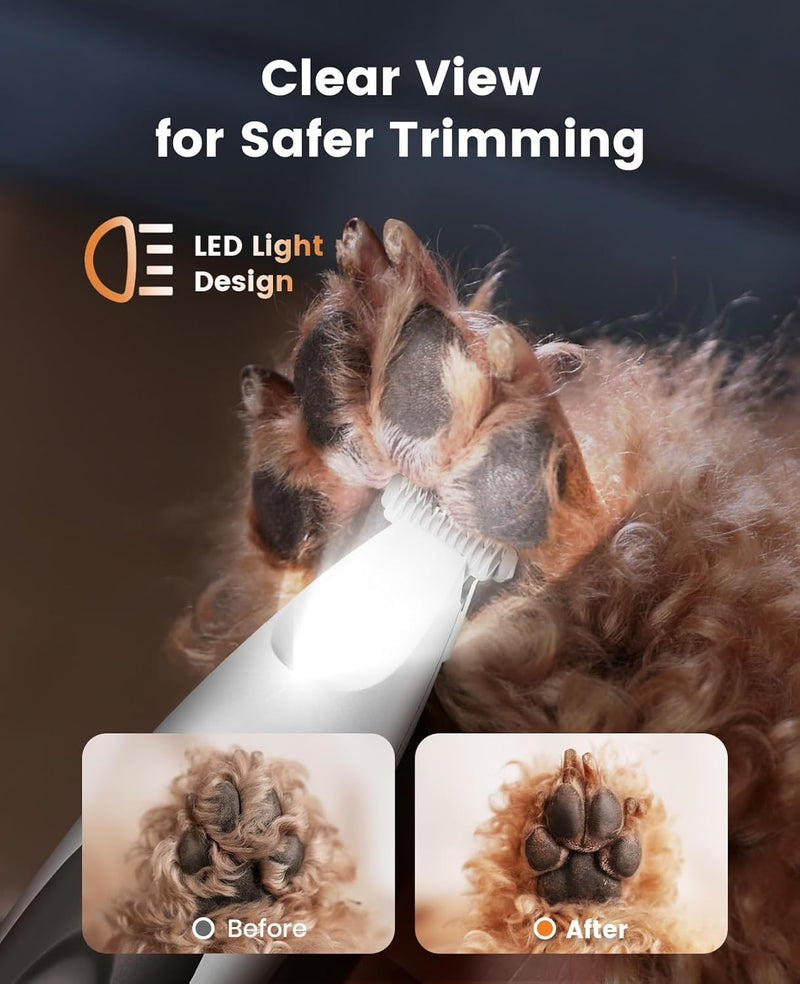oneisall 2 in 1 Quiet Paw Trimmer and Dog Nail Grinder with LED Lights, 35dB Dog Paw Grooming Kit Rechargeable Cordless Pet Clipper 2-in-1 Set - BeesActive Australia