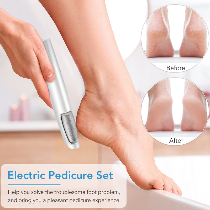 LINKEVAP Electric Callus Remover for Feet, Professional Pedicure Kit Foot Scrubber for Dry, Dead, Cracked, Hard Skin, at Home Feet Spa Care Kit for Men & Women (Cold White) Cold White - BeesActive Australia