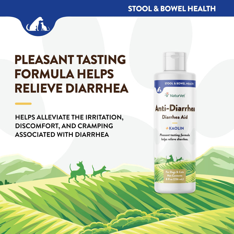 NaturVet Anti-Diarrhea Liquid Pet Supplement Plus Kaolin – Helps Alleviate Discomfort, Cramping, Irritation from Diarrhea for Dogs, Cats – Great Taste – 8 Oz. - BeesActive Australia