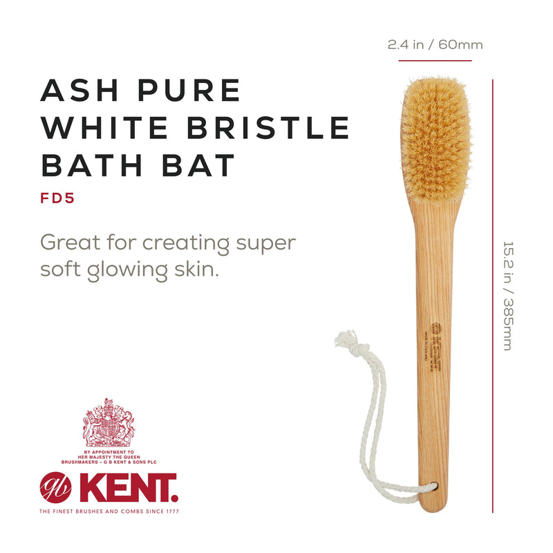 Kent FD5 Beechwood Wood Long Handle Shower Bath Body Brush. for Skin Exfoliate and Massage. 100% Boar Bristles. Best Back Body, Foot and Leg Scrubber Brushing for Wet and Dry Body. Made in England - BeesActive Australia