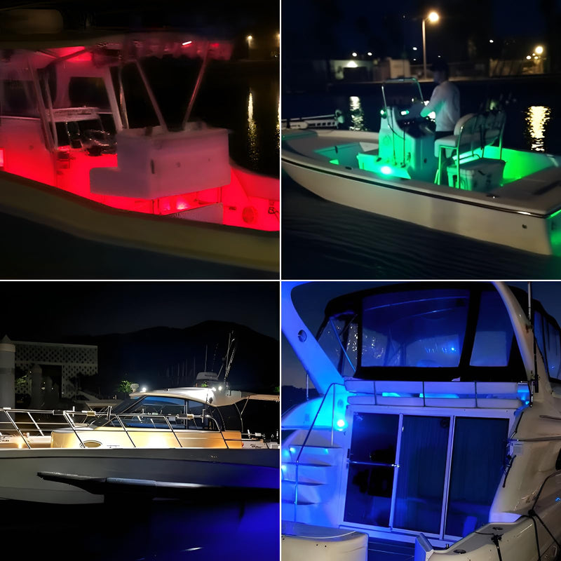 UCINNOVATE 8x LED Round Boat Lights, Navigation Light, Courtesy Lights, 4-Color Boat Interior Lights, 12V Boats Transom Light for Yacht, Pontoon Boating, Sailboat, Kayak (Red/Green/Blue/White) 8PCS(ROUND) R/G/B/W - BeesActive Australia