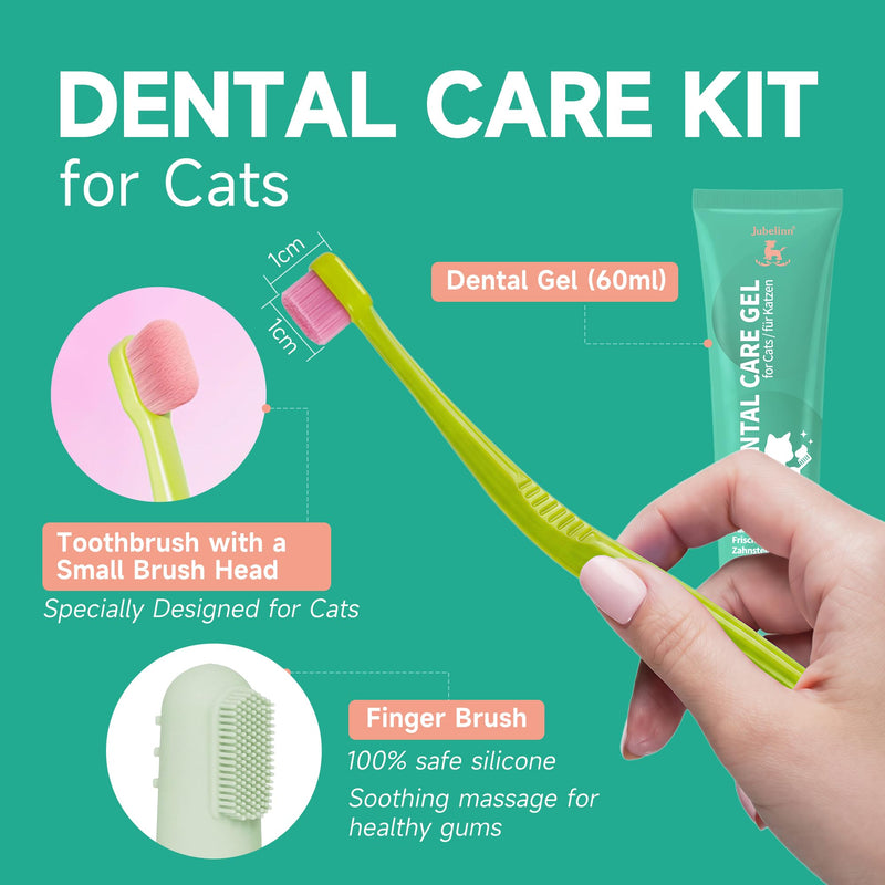 Cat Dental Kit - Tuna-Flavored Cat toothpaste - Freshens Breath, Plaque Removal & Prevents Tartar - with Toothbrush & Finger Brush - Gentle Formula 60ml