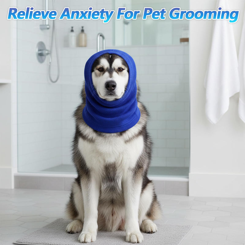 CIATBYYJ Dog Ear Muffs, Stretchy Hoodie for Dog, Non-Noise Blue Dogs Ear Muffs for Neck Warmer Bath Drying Noise Protection Large