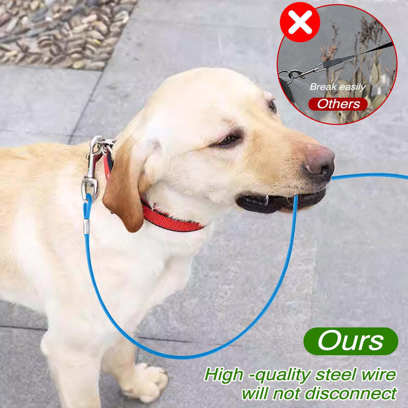 Chew Proof Cable Dog Leash Extension, 2 Pack Metal Cable Leads, Heavy Duty Dog Leash Non-Tangle Connect Leash for Any Leash & Collar & Harness, Dog Leash Extender (Red, Blue) - BeesActive Australia