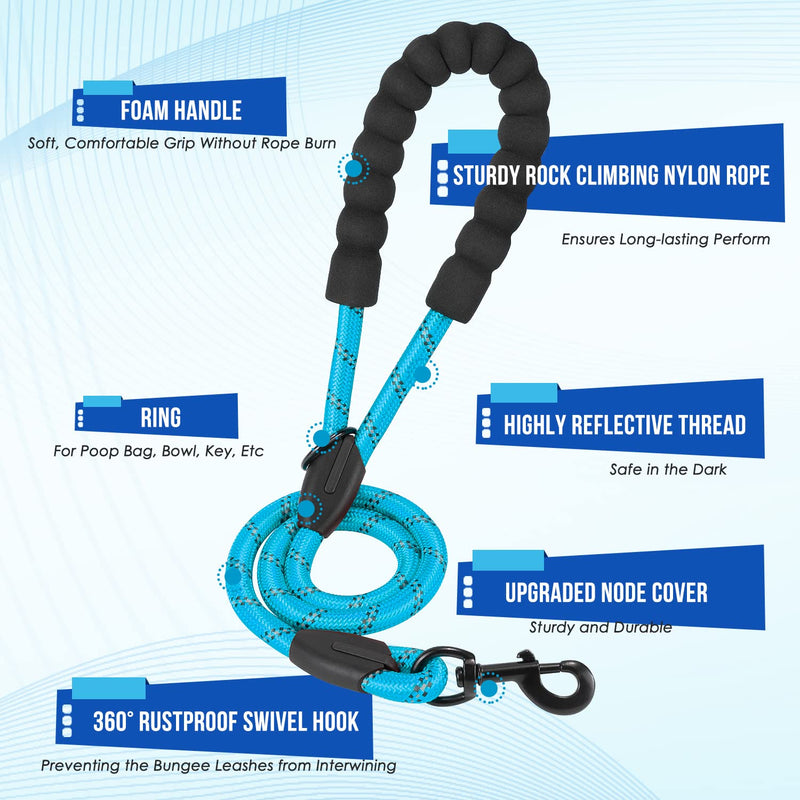 Lukovee Double Dog Leash, No Tangle 360° Swivel Heavy Duty Reflective Lead with Two Padded Handles Dual Dog Splitter, Comfortable Shock Absorbing Walking Training for Small Medium Large Dogs(Blue,M) M, 8-35lbs (Total ) A-Blue - BeesActive Australia