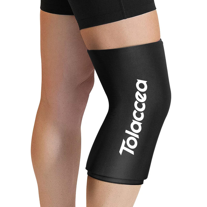 Elbow and Knee Ice Pack - Cold Ice Sleeve with Reusable Gel & Cold Therapy Compression for Knee, Shin Splints, Calf Strain, Flexible Ice Pack for Tennis Elbow, Tendinitis (Medium (Pack of 1), Black) Medium - BeesActive Australia