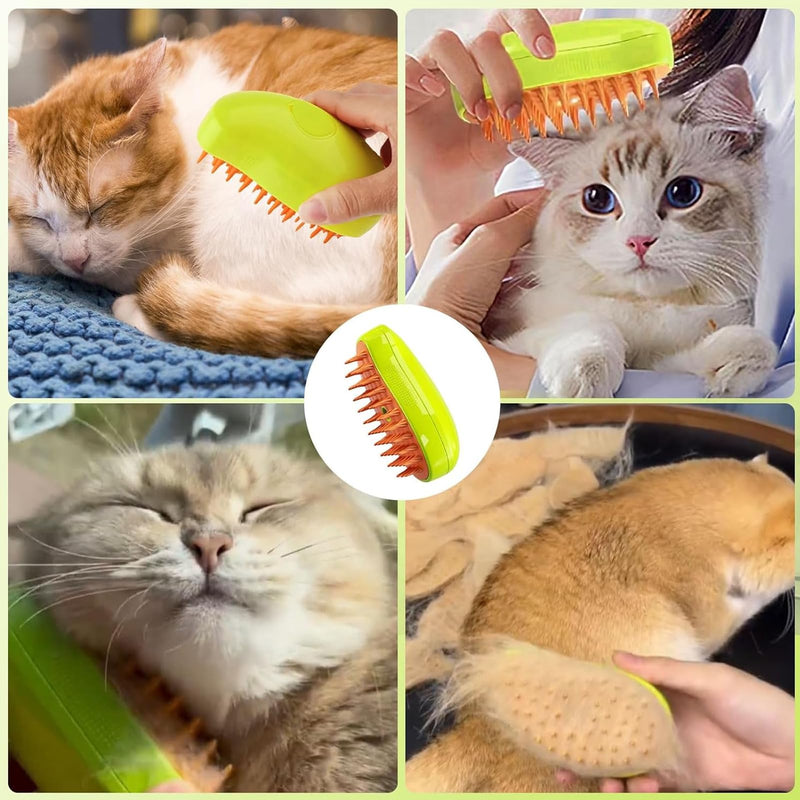 2024 New Cat Steamy Brush, 3-in-1 Cat Brush with Steam Cat Spray Massage Comb Multifunctional Steam Brush Self Cleaning Steamy Cat Brush for Long Hair and Short Hair Clean Pack of 2 - BeesActive Australia
