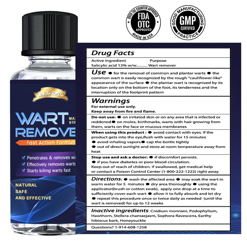 Wart Remover,Fast Action Liquid Wart Gel Maximum Strength,Salicylic Acid,Wart Liquid Freeze Off Designed for Warts,Smoothes Skin Gentle Fast Acting Gel Wart Removal.
