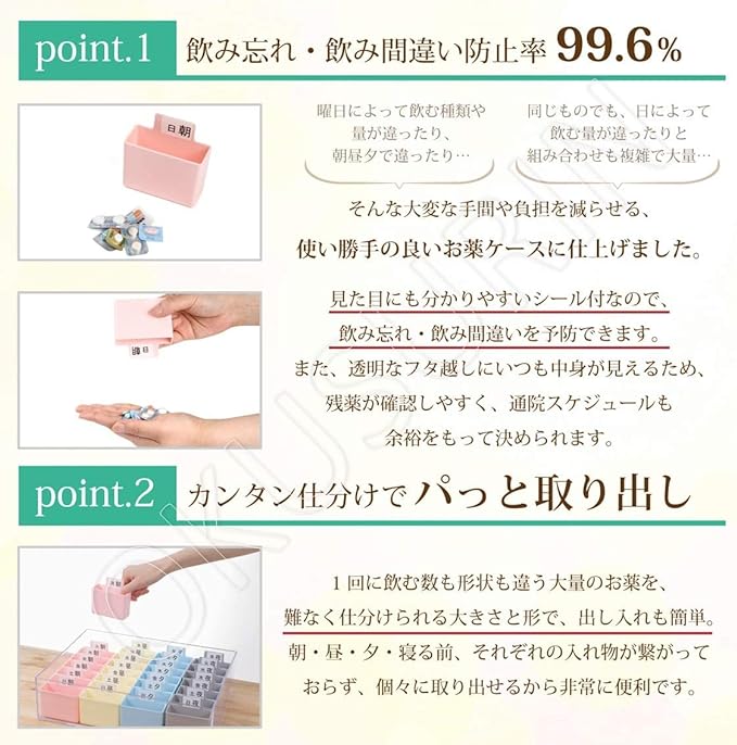 OKUSURIN Okusurin Okusurin Nurse Supervision Japanese Medicine Case for 1 Week Medicine Calendar, Medicine Sorting, ok01 ok02 (01. Morning, Noon, Evening, 4 Times a Day) - BeesActive Australia
