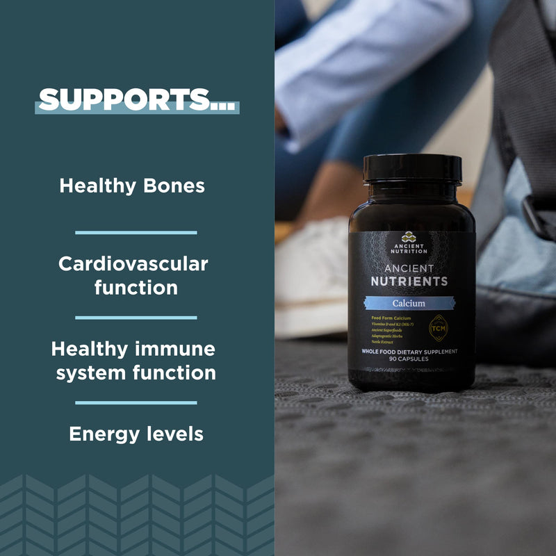 Ancient Nutrition Calcium Supplement + Vitamin D + K2, Supports Bone Health | Supports Bone Health and Immune Support, Muscle Recovery, Paleo and Keto Friendly, 90 Count