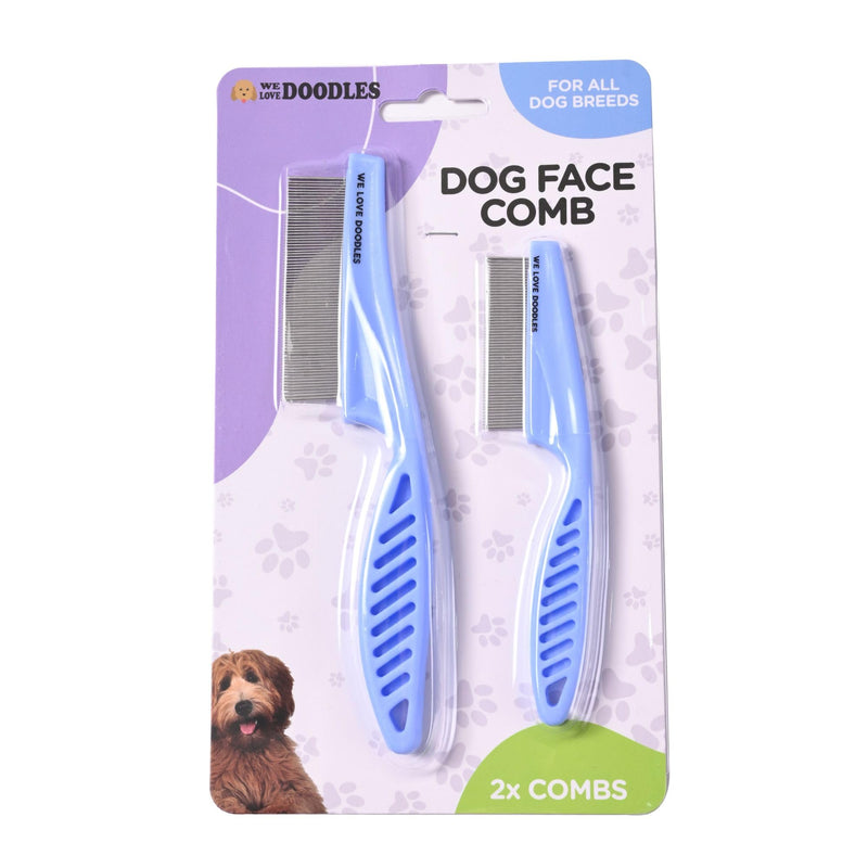 Dog Face Comb, Flea Comb for Dogs, Fine Tooth Tear Stain Remover, Removes Crust, Mucus, and Stains, Face Brush for Poodles & Other Breeds, Grooming Comb for Pets, Large + Small [We Love Doodles] - BeesActive Australia