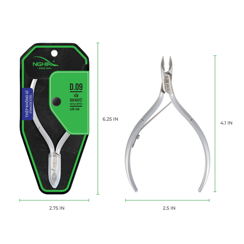 NGHIA Cuticle Nipper - D-09 JAW 12 | Stainless Steel | Durable and Sharp | Ergonomic Design | Grey Plated | Ideal for Salons and Home Use Jaw 12 (4.5 - 5.5 mm) - BeesActive Australia
