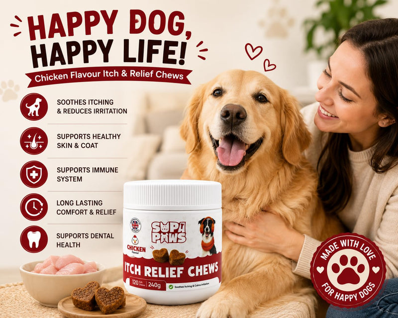 120 Soft Chews All Itch & Immunity Treats for Dogs Allergy Relief Chews for Healthy Skin & Coat Ears Itching Licking Scratching Daily Immune Support for All Breeds, Supports Seasonal Itching, Chicken 240g - Chicken