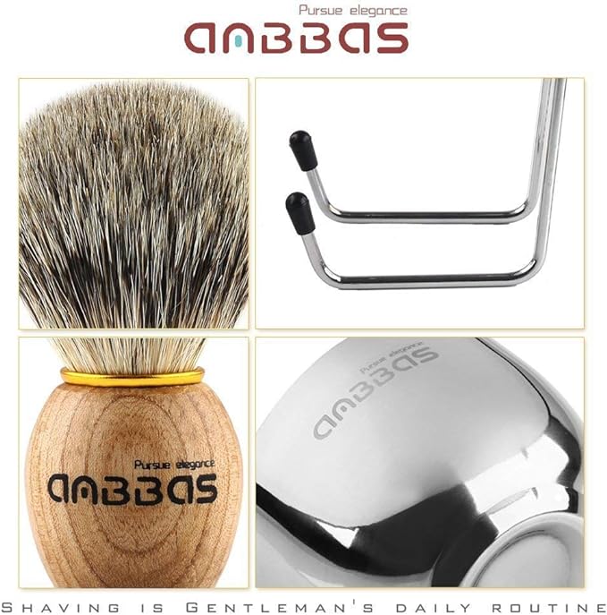 Easy Raku® Beard Brush Shaving Brush Set of 3 Pure Badger Hair Shaving Brushes Stainless Steel Razor Stand Stainless Steel Shaving Soap Bowl Shaving Foaming Facial Wash Brush for Men Black -  Australia